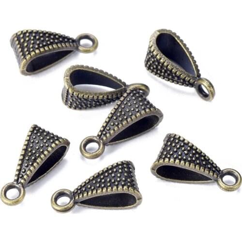 10pcs 15x7mm Antique Bronze Metal Bails Connectors for Jewelry Making DIY Pendants