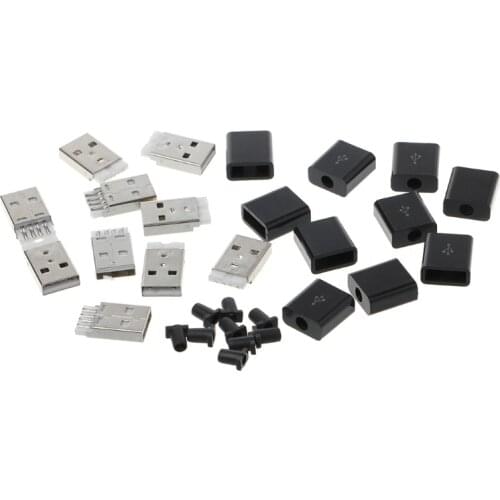 10 Pcs DIY USB 2.0 Type A Male 4P Adapter Connector Plug Socket with Plastic Shell