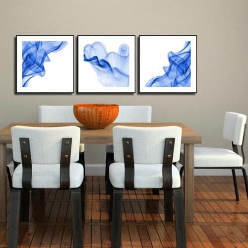 3 Panels Wall Painting Blue Smoked Abstract Canvas Modern Home Room Wall Decor Art HD Large Print Picture Poster Free Shipping