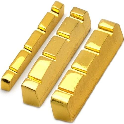 4 String Slotted Brass Gold Plated Electric Bass Guitar Nut 38/42mm Replacement Electric Bass Brass Slotted Nut Guitar Accessory