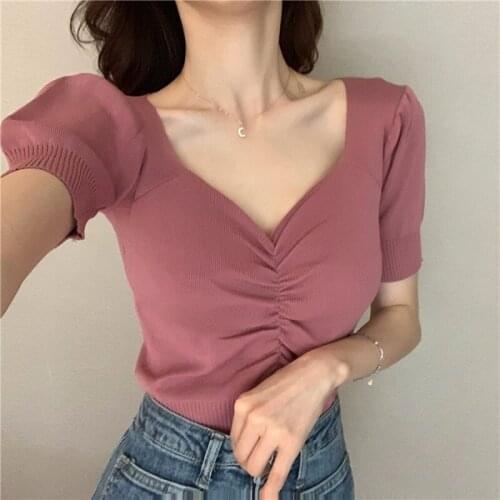 Alisawang Women's Knitted T-shirts