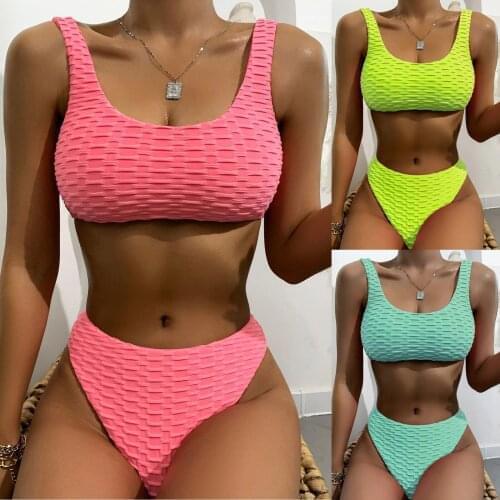 SAGACE Bubble bikini 2021 summer womens swimsuit sports high quality solid high waist bikini swimming hot spring womens wear