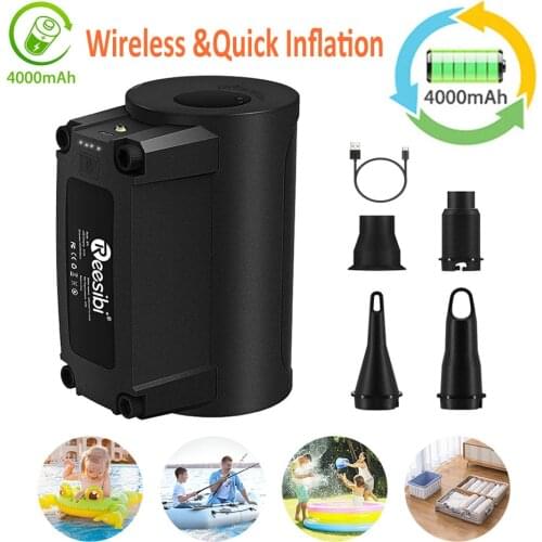 Electric Air Pump Portable Quick Tire pump for Boat air Mattress Yoga Bed Inflatable Ball 4000mAh Bicycle Inflator Outdoor Tools