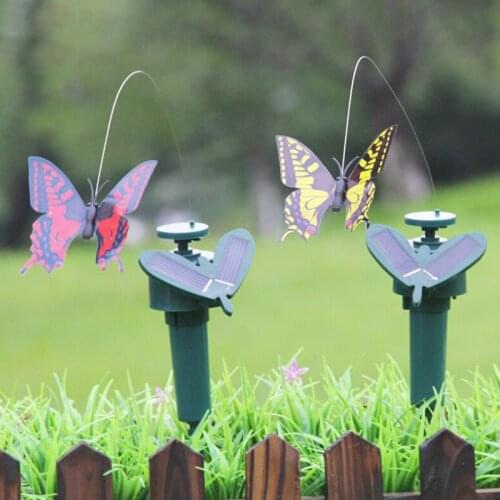 Colorful Solar Battery Dancing Flying Fluttering Butterflies Garden Yard Plants Flowers Landscape Decoration
