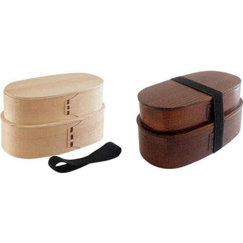 Wooden Lunch Box,Japanese Picnic Bento Box for School/Kids Dinnerware,Round Square Lunch Box