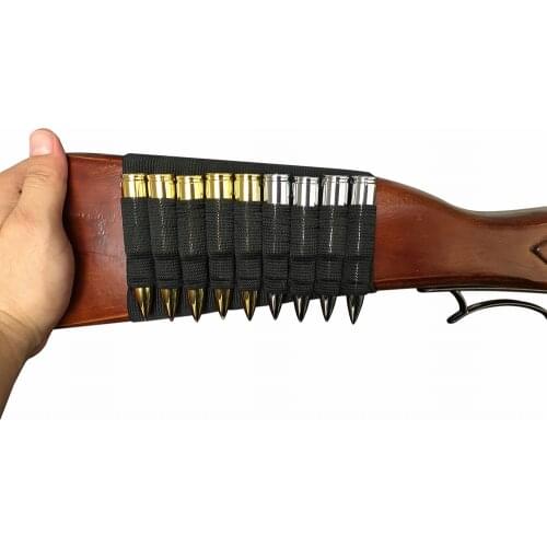 9 Rounds Shells Holder Tactical Cartridges Ammo Carrier Bullet Pouch for Elastic Buttstock Hunting Shotgun Rifle Accessories