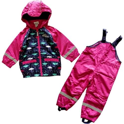 Kids/toddler/baby girls clothes, baby windproof suit, waterproof clothing set, overalls, raincoat, 74 to 92