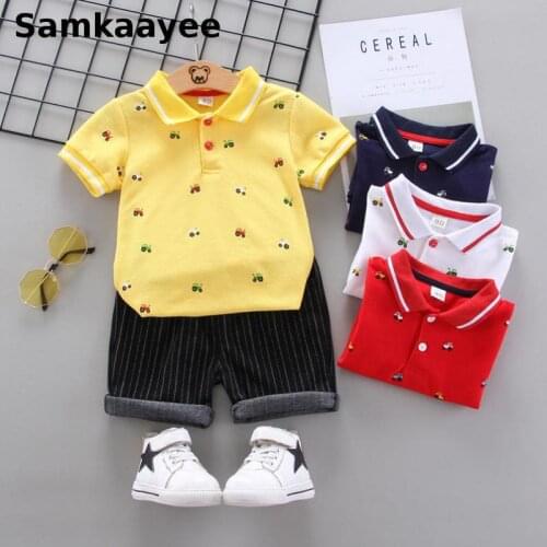 2-5y Childrens Clothes Set Summer Boys T-Shirt+Short Pants Baby Toddler Print Suits Kids Casual Clothing Pullover Casual 2pcs 2