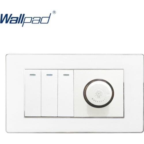Dimmer and 3 Gang 2 Way Switch Wallpad Wall Light Switch Acrylic Panel with Iphone Android USB Fast Charge Outlet 146*86mm