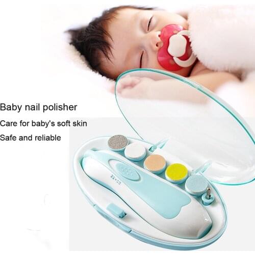Electric Nail Polisher Baby Blue Powder 6-piece Electric Nail Clipper Baby Nail Clipper Manicure Set Baby Newborns Baby Care Kit