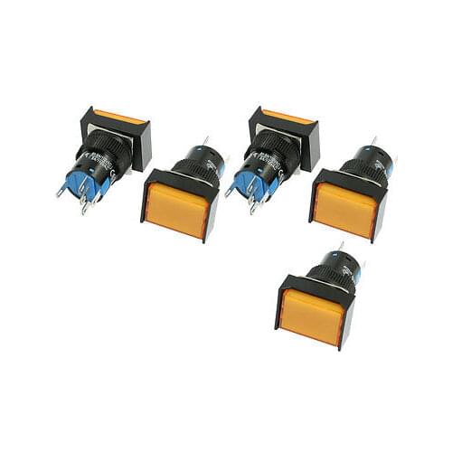 Panel Mount Latching Orange Lamp Rectangular Push Button Switch AC 220V
