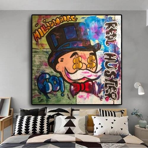 Graffiti Art Wall Alec Monopolys Money Painting Art Canvas Poster and Printmaking World Is Your Modern Home Picture Wall Art