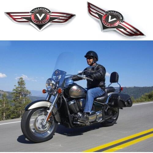 Motorcycle Chrome Gas Tank Emblem Badge Decals For Kawasaki Vulcan VN Classic VN400 VN500 800 1500 1600 1700 2000 x 2pcs
