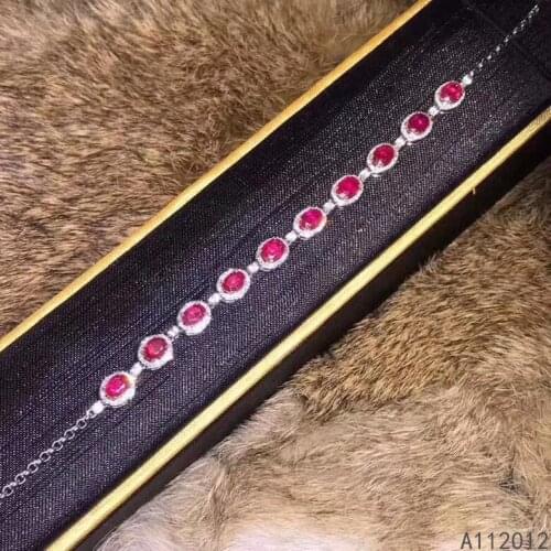 KJJEAXCMY fine jewelry S925 sterling silver inlaid natural ruby new Girls luxury hand Bracelet Support test Chinese style
