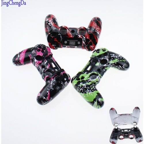 JCD Camouflages Housing Shell Case Full Set Buttons Cover Plate Middle Stand for PS4 Controller