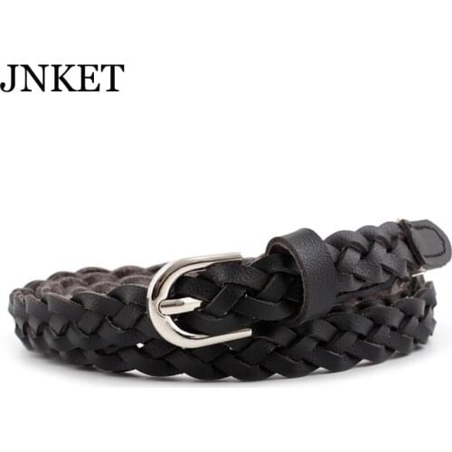 JNKET New Fashion Women Woven Belt PU Leather Waist Belt Pin Buckle Waistband Dress Belt Cinturon Jeans Belt