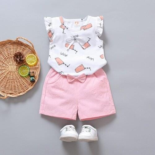 Kids girls summer clothing set infant baby girls tracksuit t-shirt+shorts 2pcs newborn girls sports suit