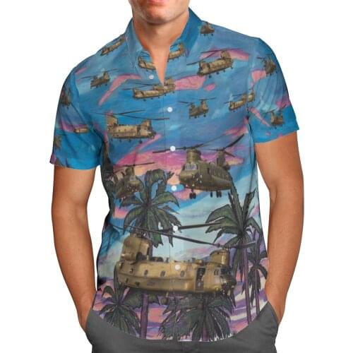 Helicopter 3D Beach Hawaii Summer 2021 Shirt Short Sleeve Shirt Streetwear Oversized 5XL Camisas De Hombre Blusa Masculina-21