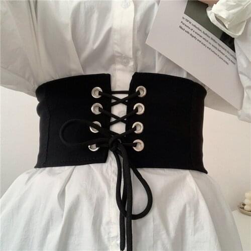 Hot Sale Fashion Womens Vintage Lace Up Stretch Waist Belt Wide Elastic Corset Waistband Slim Fit Unique Elegant Accessories