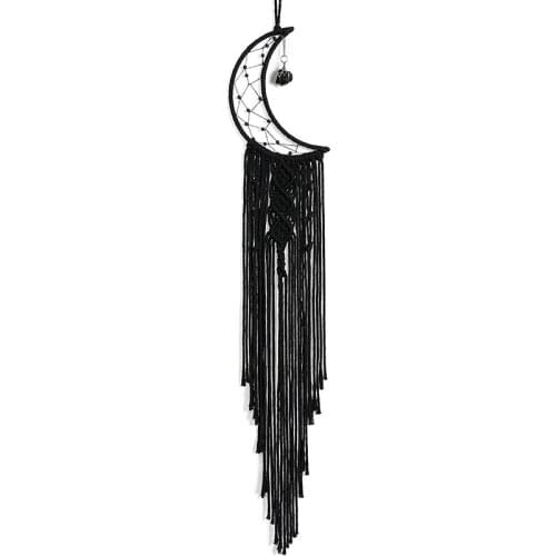 Dream Catcher Black Boho Decor with Crystal Stone Moon Dream Catchers for Bedroom Bohemian Home Decor Wedding Ornament