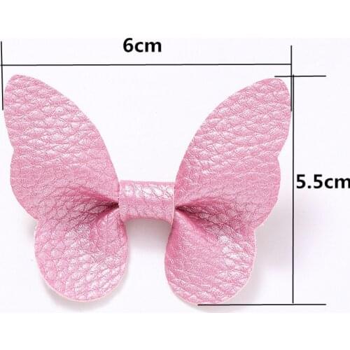 Cute Hair Accessories For Women Girls Baby Leather Butterfly Clips Hairpins Headband Solid Princess PU Hair Bow Nylon Hair Clips
