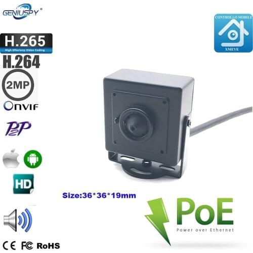 Smallest Pin hole POE Mini Ip Camera Ip Mini 2MP ON VIF HD H.265 P2P Mobile Phone Surveillance CCTV IP Camera For Indoor Covert