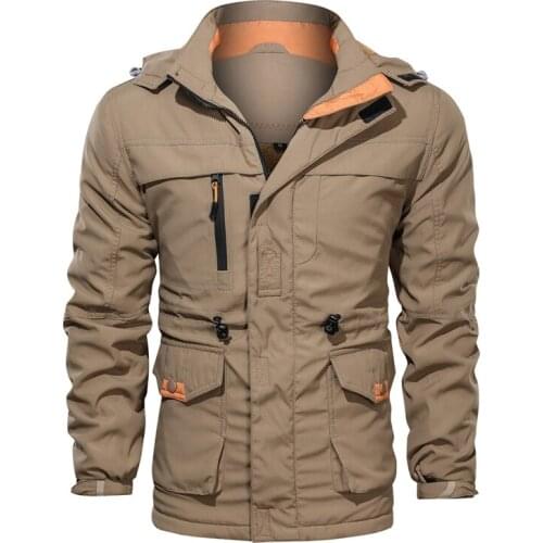 2021 New Mens Thick Jacket Winter Autumn Fashion Hooded Tooling Coat Outdoor Jacket Male Brand Clothing EU Size