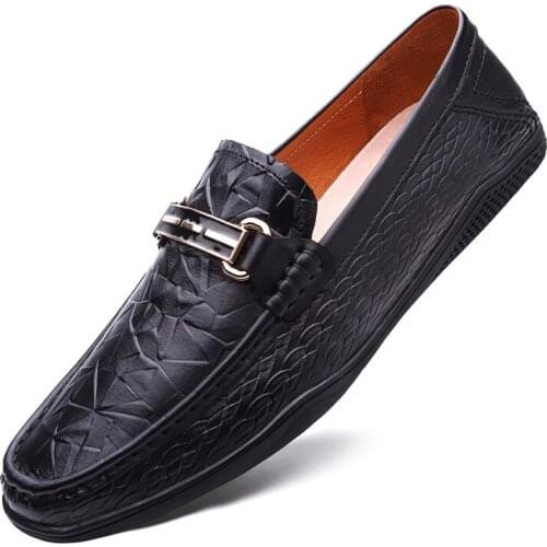 Genuine Leather Man Black Casual Shoes Men Loafer Shoes Top Quality Easy Wear Handmade Shoes Men Driving Shoe Loafers