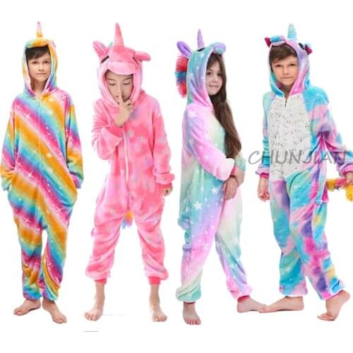 New Girls Unicorn Pajamas Boys Cartoon Pajamas Children Christmas Pajamas Kids Animal Pijamas For 4 6 8 10 12 Years