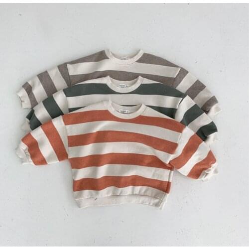 Striped Long Sleeve Korean Blouse Japanese Style 2021 Spring Casual Baby Boy Cotton Shirt Newborn Girl 0-3 Years Infant Clothing