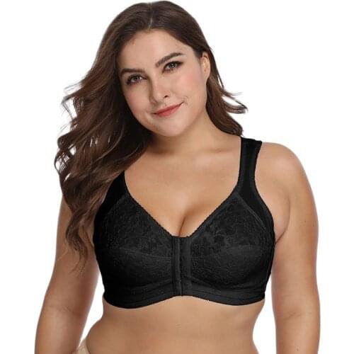 Plus Size Bra C B DD Cup Front Closure Lace Minimizer Bras Women Large Size Push Up Bralette Lingerie Ultrathin Underwear