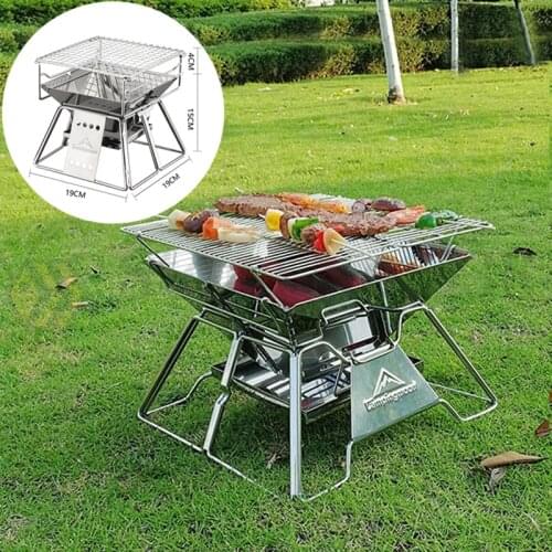 TEENRA Portable Stainless Steel BBQ Grill Non-stick Surface Folding Barbecue Grill Outdoor Camping Picnic Tool bbq grill rack