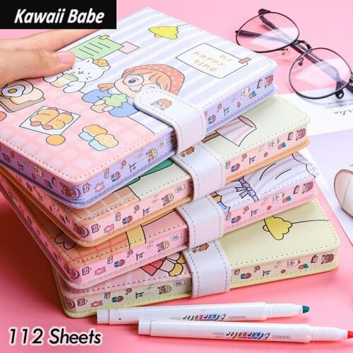 Portable Small Cute Notebook Kawaii Note Books For Mini School Stationery Supply Handbook DIY Painting Recording Magnetic Buckle