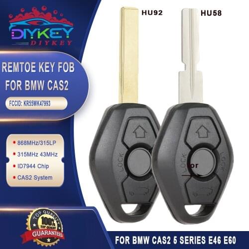 DIYKEY CAS2 KR55WK47993 Remote Key Fob 315MHz/433MHz/868MHz/315LP PCF7942 for BMW 3 5 7 series E46 E60 E83 E53 E36 E38