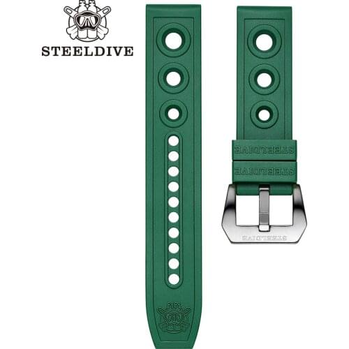 SD2201 SteelDive Logo Rubber Strap 20mm 22mm Diving Watchband Rubber Men Replacement Watch Band for Automatic Watch