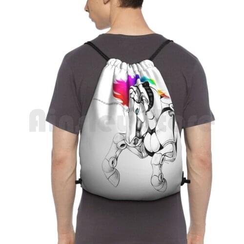 Robot Unicorn Attack Backpack Drawstring Bag Riding Climbing Gym Bag Robot Unicorn Attack Video Games Robot Unicorn
