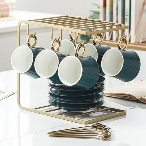 European style luxury Phnom Penh coffee cup set 6 cup saucer with cup holder ceramic home afternoon tea scented tea coffee cup