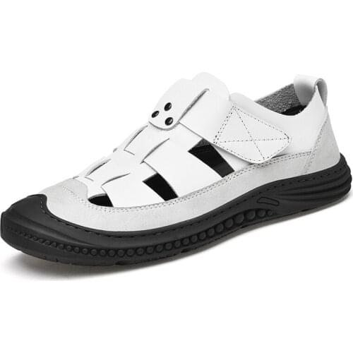 Hot Classic Summer Mens Sandals Genuine Leather Breathable Shoes Beach Roman Sandals Men Bohemia Big Size 36-47