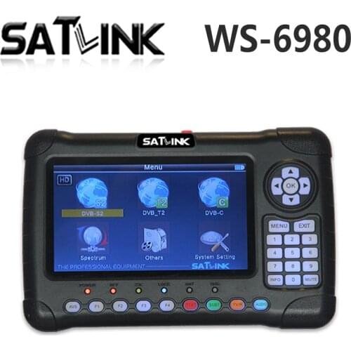 Satlink WS-6980 DVB-S2/C/T2 COMBO Spectrum Analyzer Optical Power Digital Satellite TV Finder 12V Output