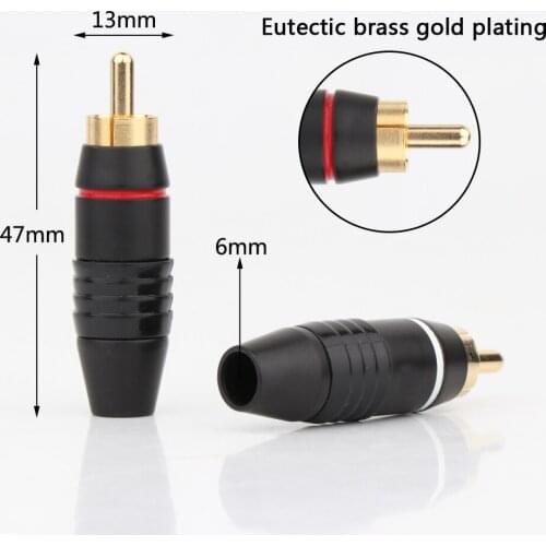 10pcs High Quality R1711 HiFi RCA Plug Gold Plated RCA Plug Connector Audio Phono RCA Male Plug
