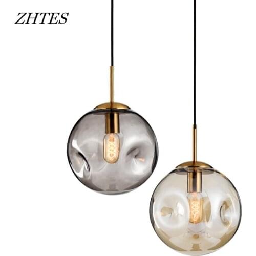 Nordic creative suspension lamp glass concave ball bedroom restaurant bar art decor pendant lights