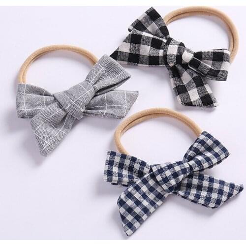 Handtied Fabric Bow Headbands or Hair Clips, Pinwheel hair bow headband, School girl Hair Accessories baby headband bow