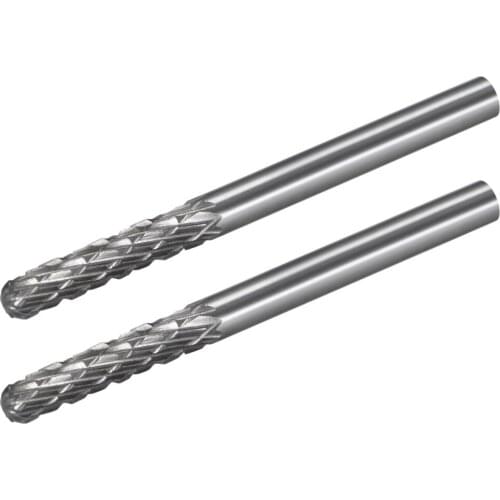 Uxcell 2pcs Carbide Burrs Double Cut Rotary Burrs File Cylinder Shape Cutting Burrs 1/8" Shank for Die Grinder Drill Bit