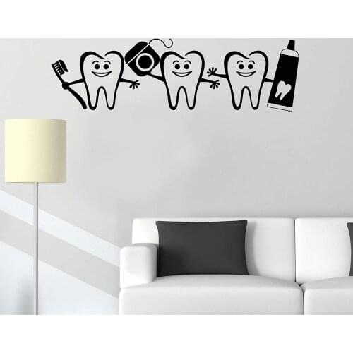 Healthy Teeth Bathroom Dental Care Dentist Vinyl Wall Decal Home Decor Art Mural Wall Stickers Removable