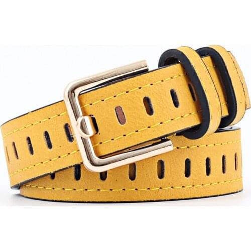 OLOME Vintage Gold Buckle NO Pin Women Belts PU Leather Black Yellow Punk Wide Waist Belts Female