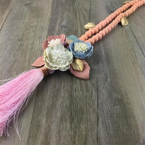 Boho Women Wood Bead Necklace Statement Necklaces & Pendants Flower and Leaf Necklace For Women Jewelry