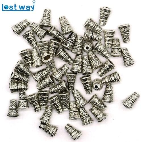 10mm New Wholesale 50pcs/lot Trumpet Petunia Flower Bead Caps Conical End Beads Charms For Jewelry Findings hole is 1.5 mm
