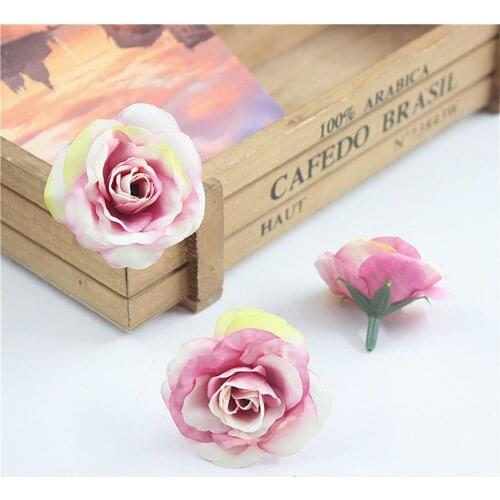 10pcs 4.5cm Artificial Flowers Head Silk Rose Flower For Wedding Home Decoration Fake Flowers DIY Gift Wreath Scrapbook Supplies