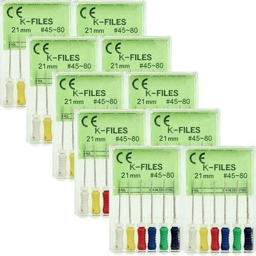 20 Packs Dental K-FILES 21/ 25MM #45-80 Stainless Steel Endo Root Canal K File Hand Use Endodontic Instruments