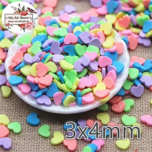 30g 3x4mm candy color polymer clay mix color heart slice flat nail Art Supply Decoration Charm Craft